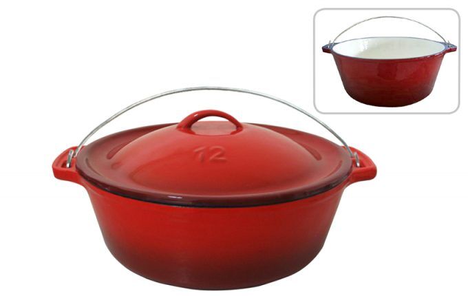 LK's Flat Pot #12 Enamel-Red